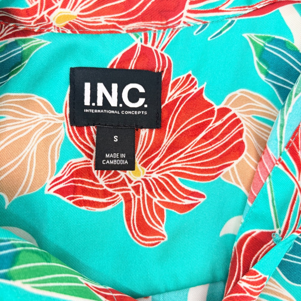INC International Concepts Floral Print Short Sleeve Button-Up Shirt - Picture 7 of 9
